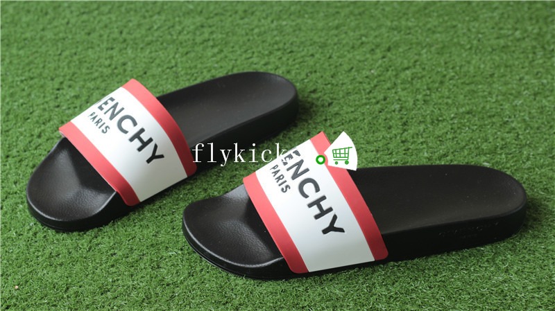 Givenchy Logo Rubber Slides White Red